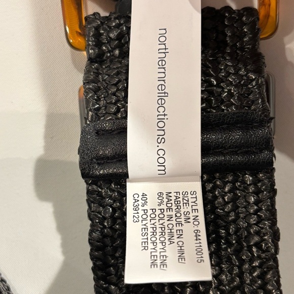 NORTHERN REFLECTIONS Raffia Style Elasticized Brown Plastic Buckle Belt NEW - Picture 7 of 7
